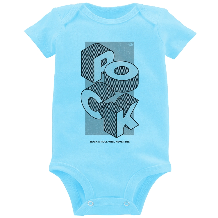 Body Bebê Rock & Roll will never die - Azul Bebê
