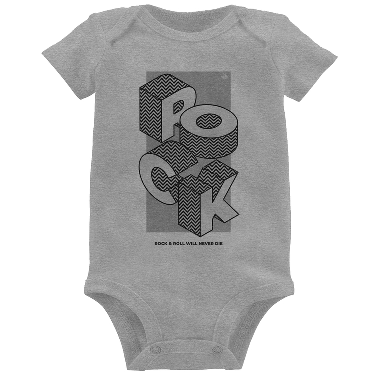 Body Bebê Rock & Roll will never die - Cinza