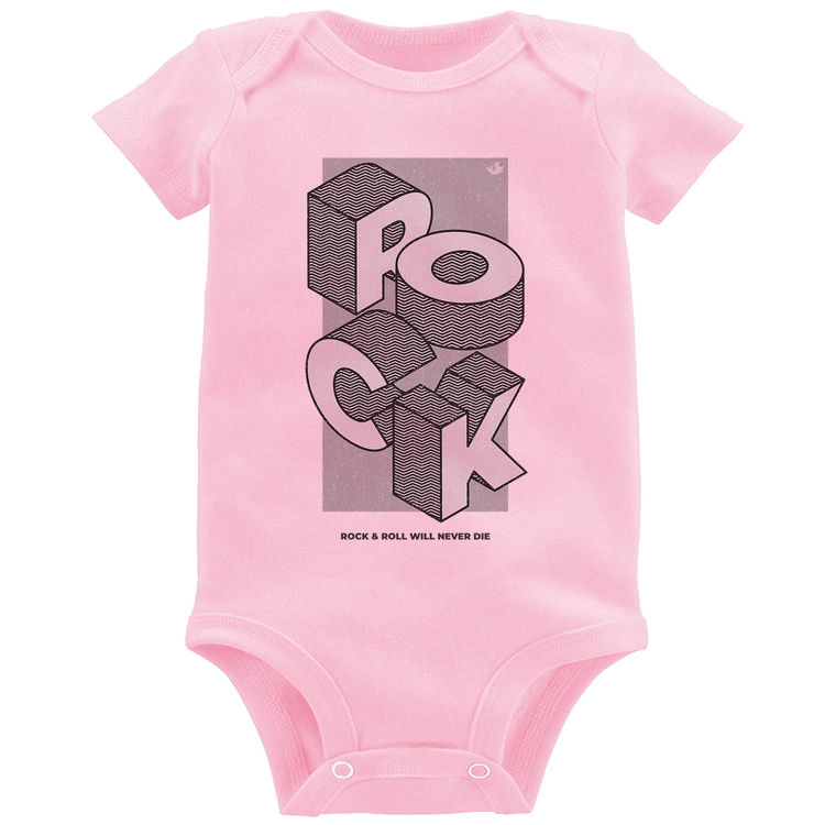 Body Bebê Rock & Roll will never die - Rosa Bebê