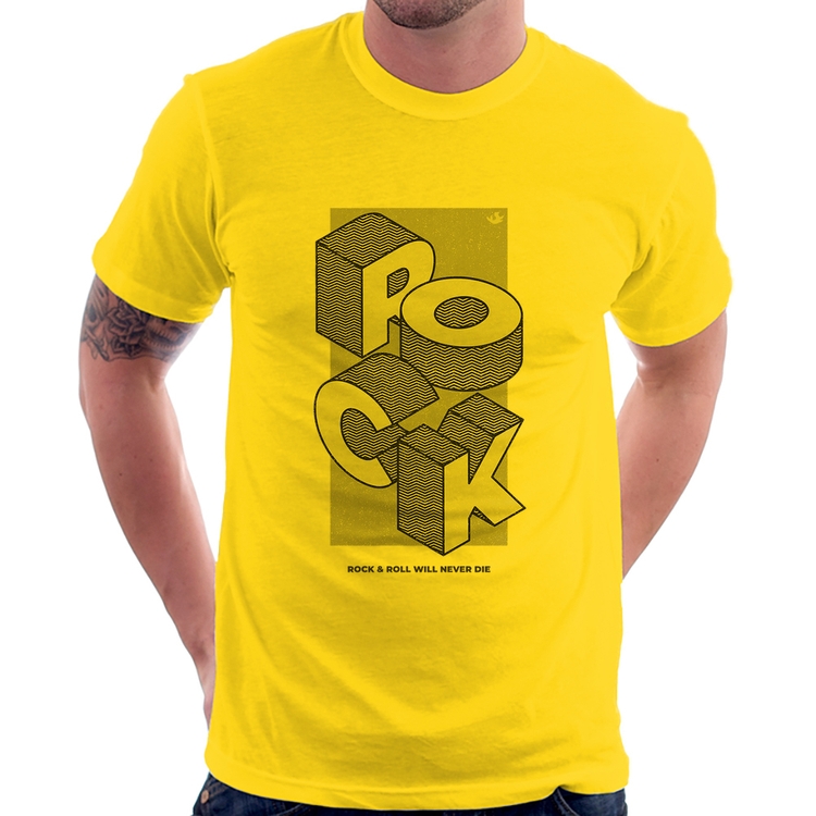 Camiseta Rock & Roll will never die - Amarela