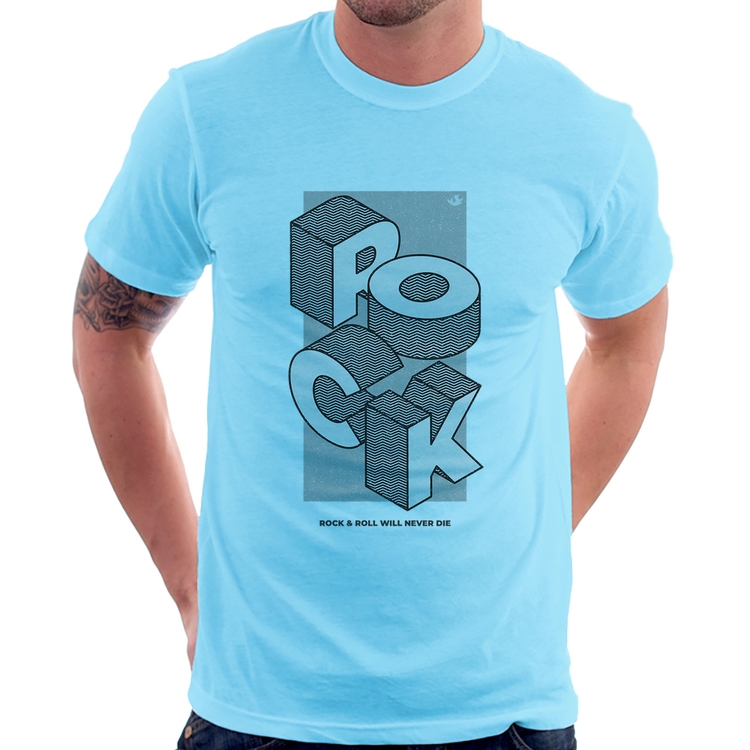 Camiseta Rock & Roll will never die - Azul Bebê