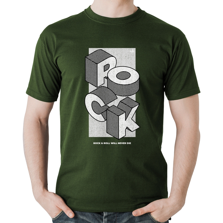 Camiseta Algodão Rock & Roll will never die - Musgo