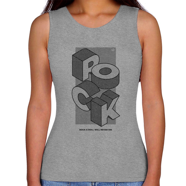 Regata Feminina Rock & Roll will never die - Cinza