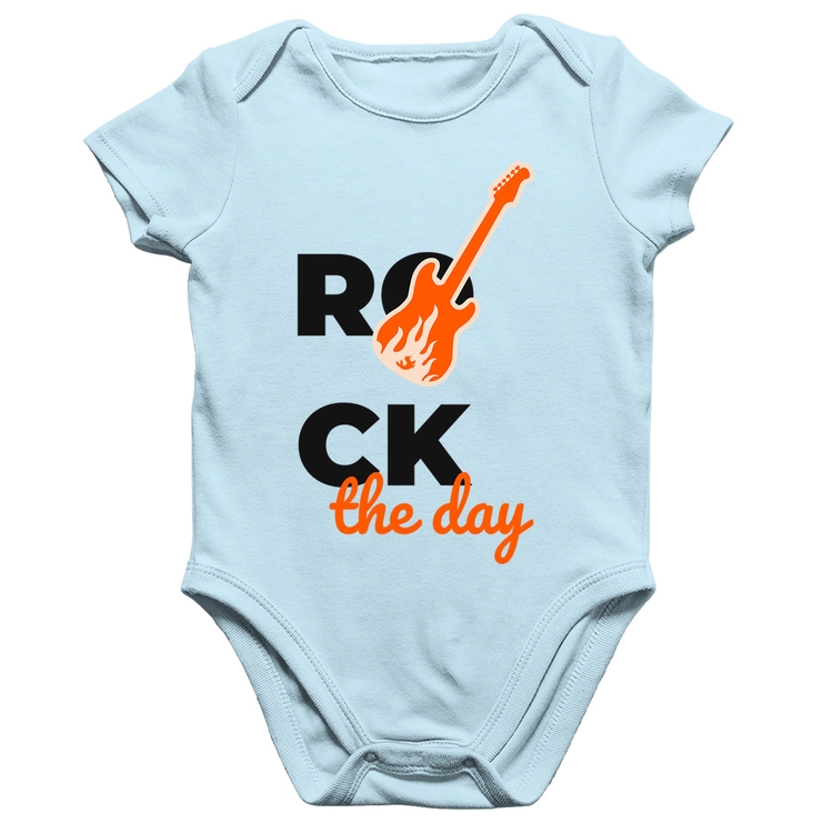 Body Bebê Algodão Rock the day - Azul Bebê
