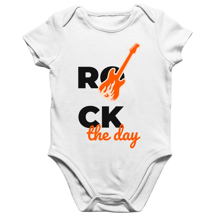Body Bebê Algodão Rock the day - Branco