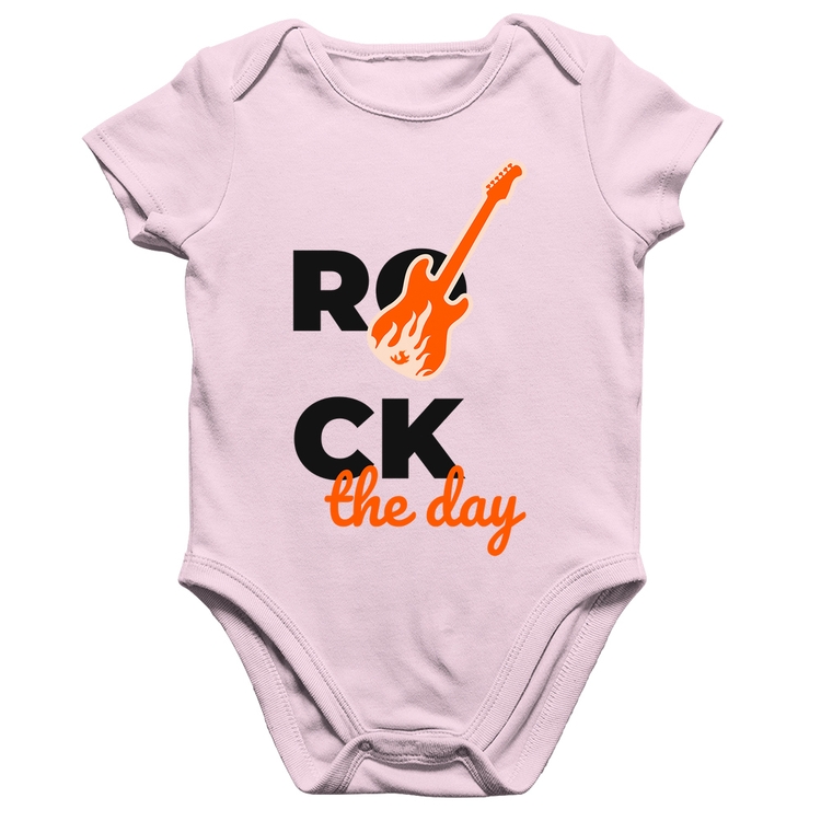 Body Bebê Algodão Rock the day - Rosa Bebê
