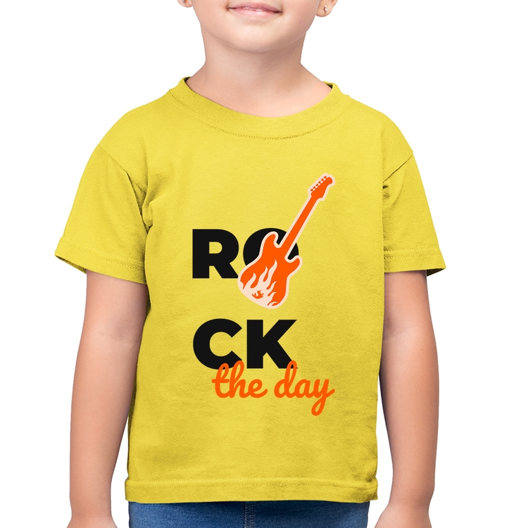 Camiseta Algodão Infantil Rock the day - Amarelo Canário