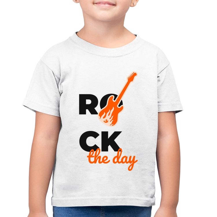 Camiseta Algodão Infantil Rock the day - Branca