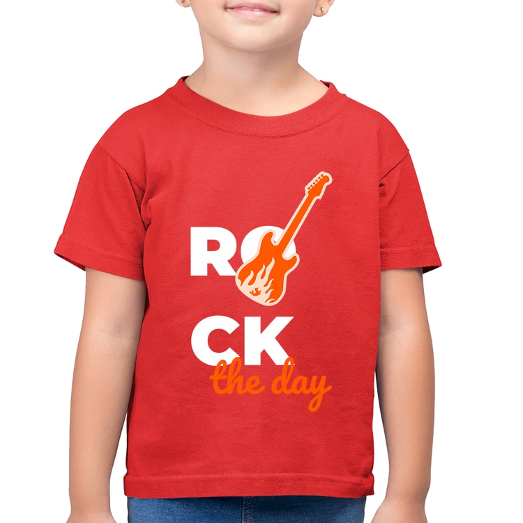 Camiseta Algodão Infantil Rock the day - Vermelha