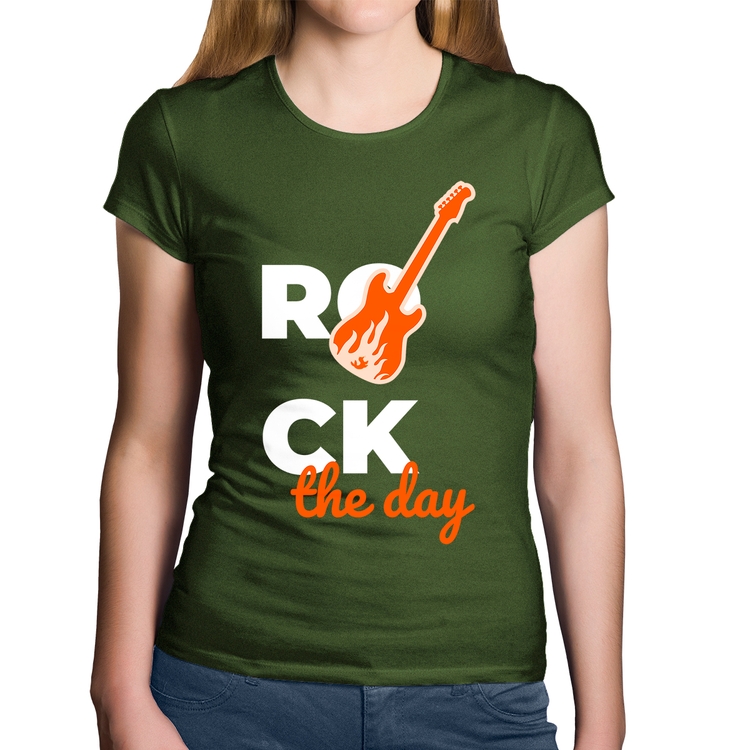 Baby Look Algodão Rock the day - Musgo