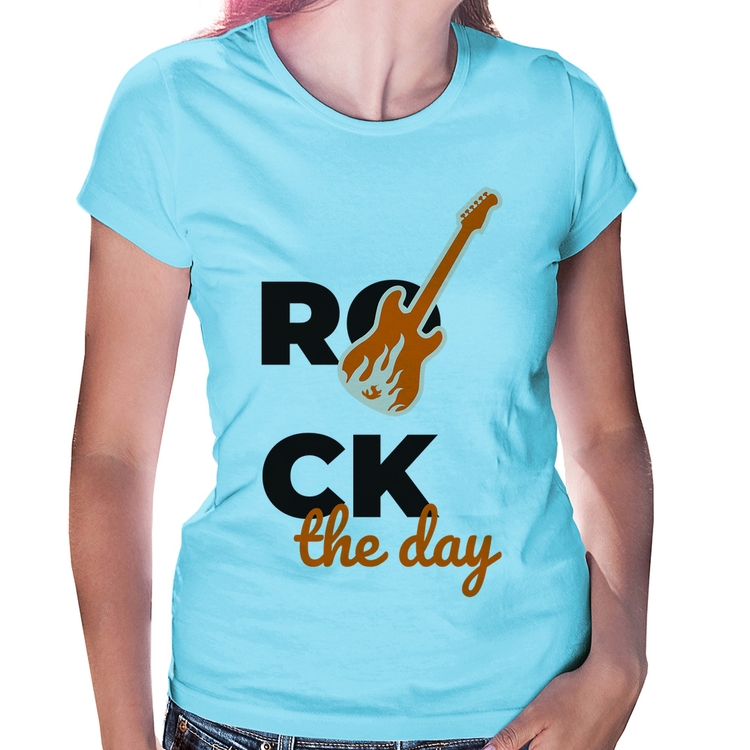 Baby Look Rock the day - Azul Bebê