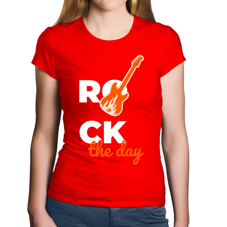 Baby Look Algodão Rock the day - Vermelha