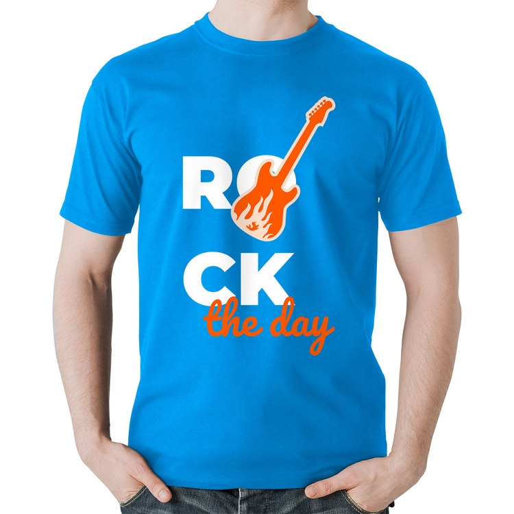 Camiseta Algodão Rock the day - Azul