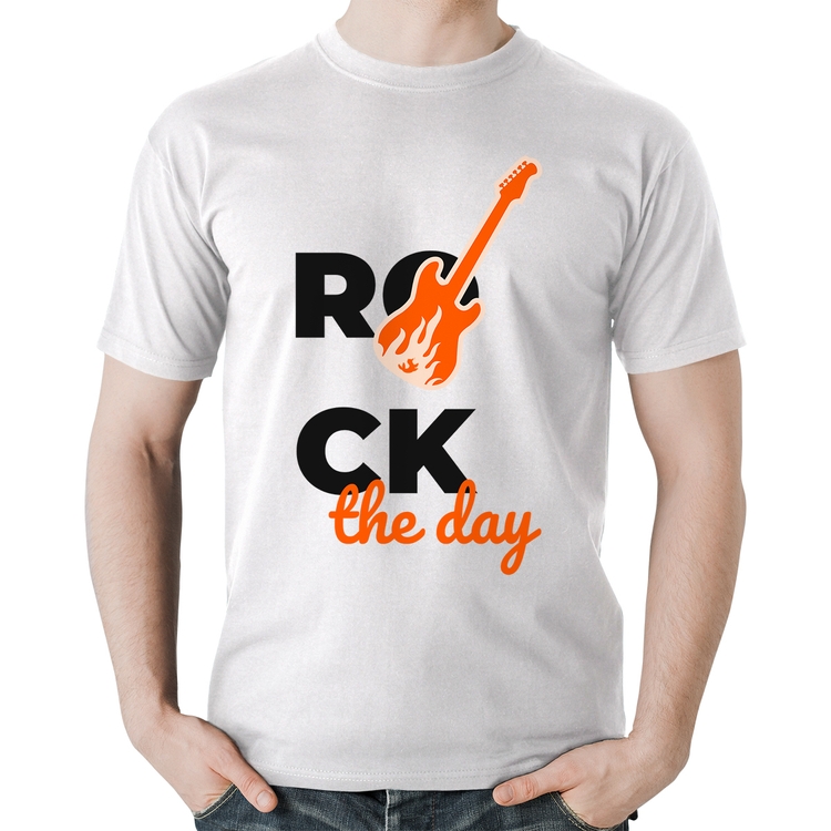Camiseta Algodão Rock the day - Branca