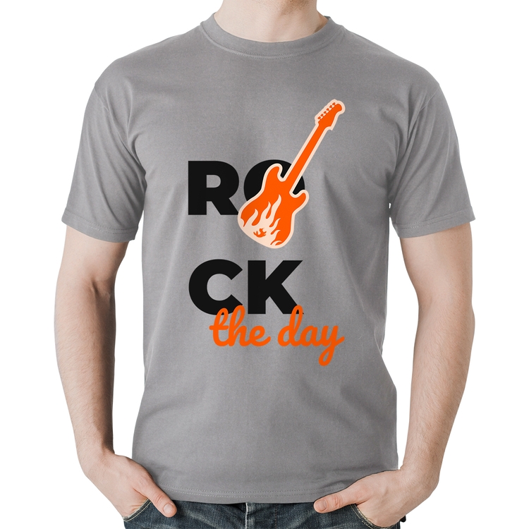 Camiseta Algodão Rock the day - Cinza
