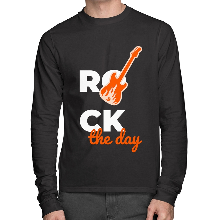 Camiseta Algodão Rock the day Manga Longa