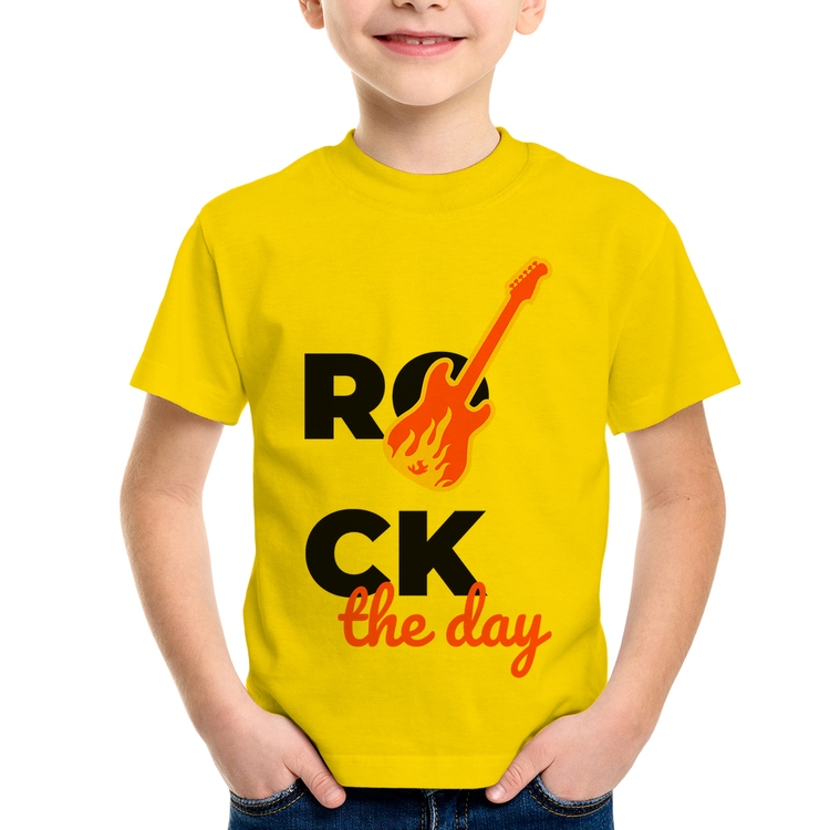 Camiseta Infantil Rock the day - Amarela