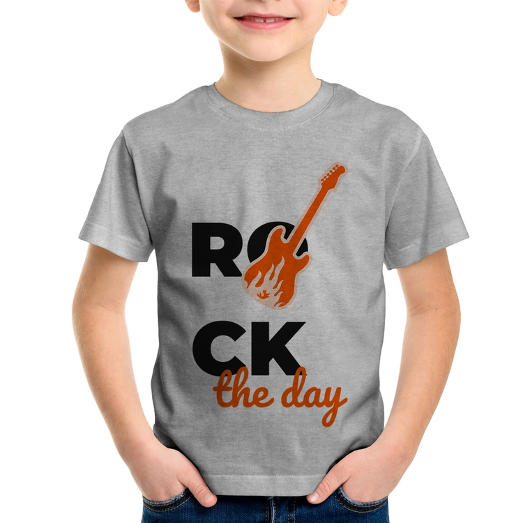 Camiseta Infantil Rock the day - Cinza