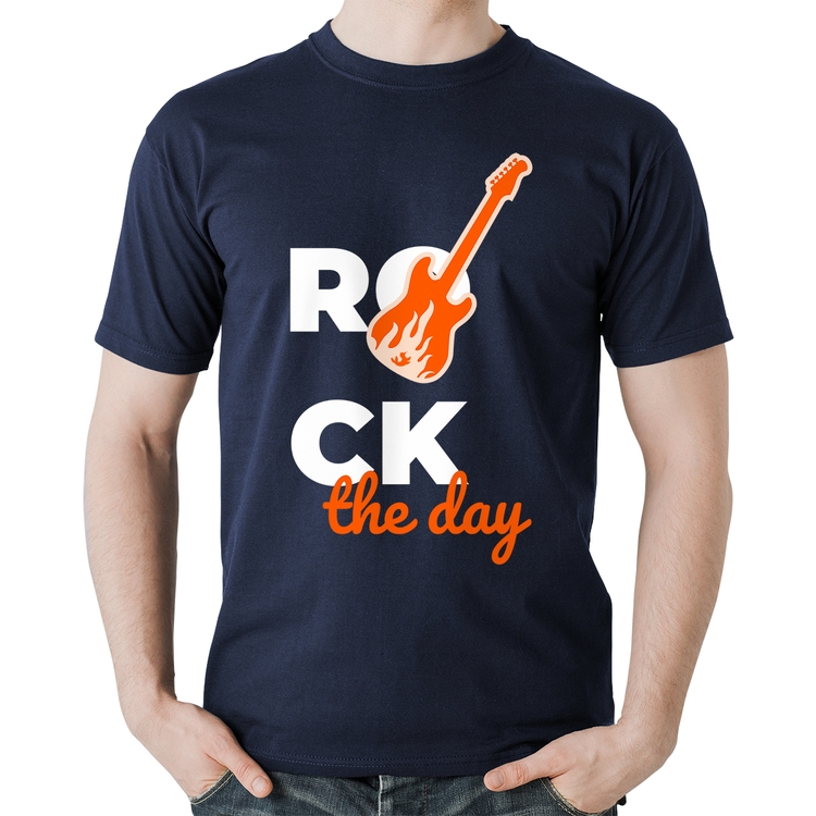 Camiseta Algodão Rock the day - Marinho
