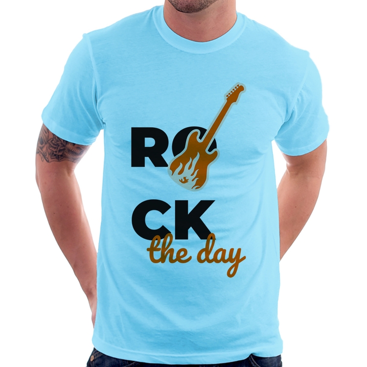 Camiseta Rock the day - Azul Bebê