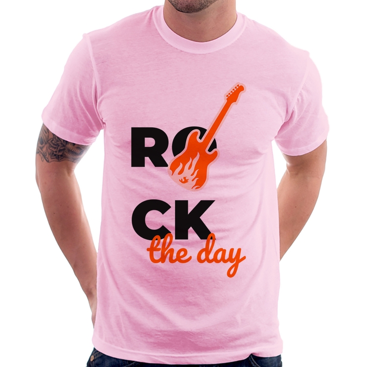 Camiseta Rock the day - Rosa Bebê