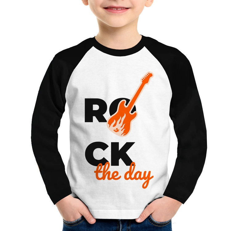 Camiseta Raglan Infantil Rock the day Manga Longa
