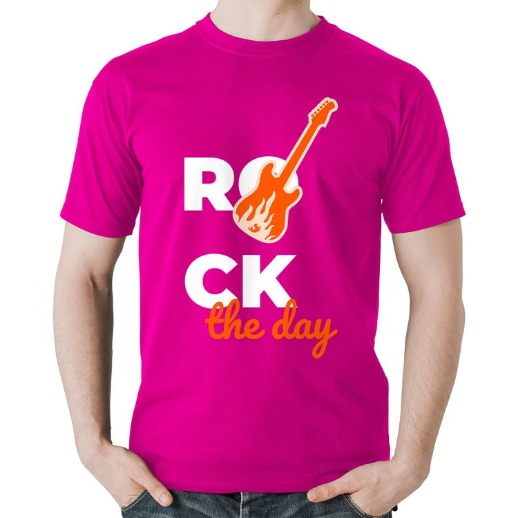 Camiseta Algodão Rock the day - Rosa