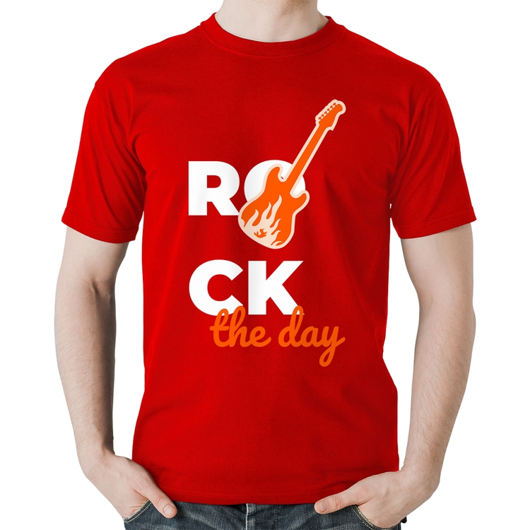 Camiseta Algodão Rock the day - Vermelha