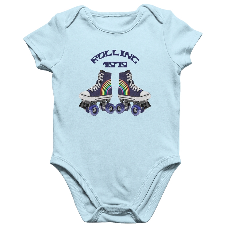 Body Bebê Algodão Rolling 1979 - Azul Bebê