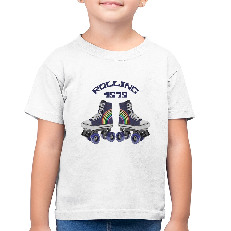 Camiseta Algodão Infantil Rolling 1979 - Branca