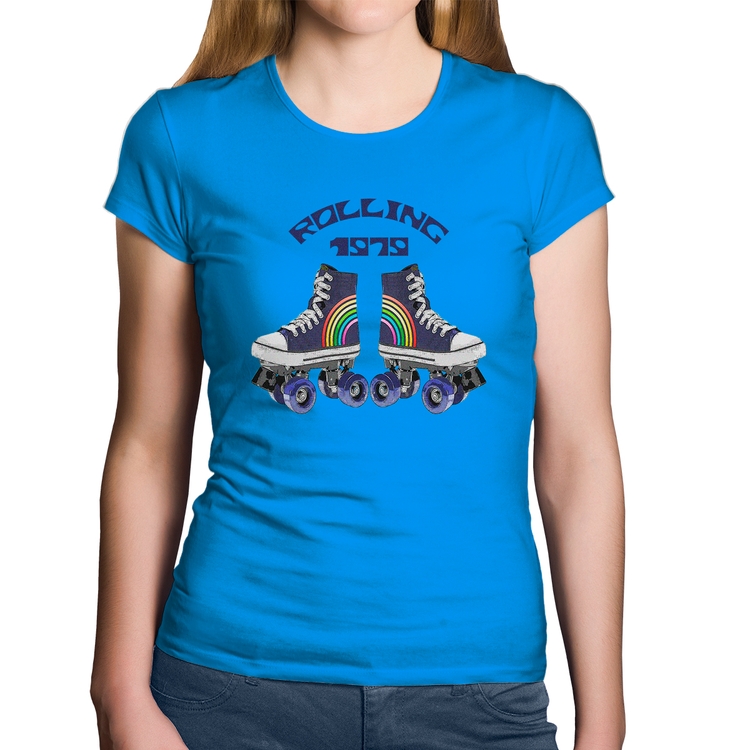 Baby Look Algodão Rolling 1979 - Azul