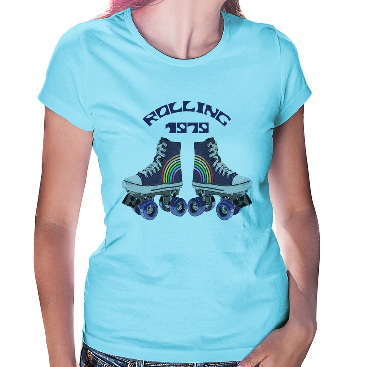 Baby Look Rolling 1979 - Azul Bebê