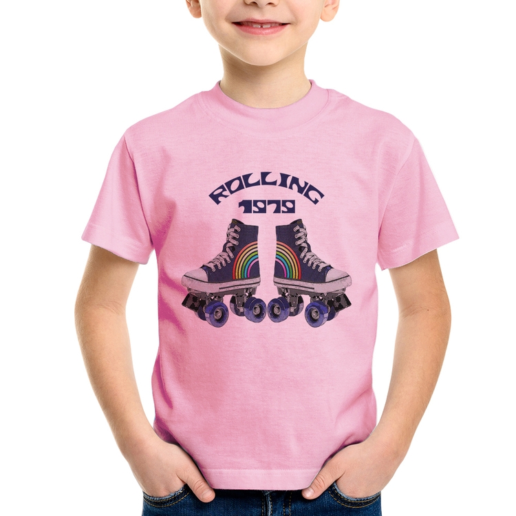 Camiseta Infantil Rolling 1979 - Rosa Bebê