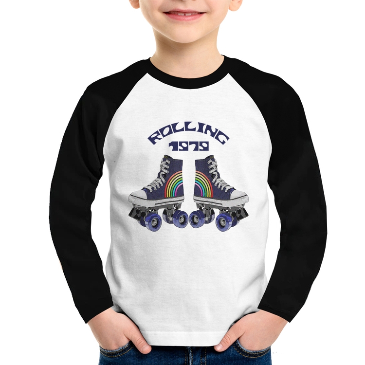 Camiseta Raglan Infantil Rolling 1979 Manga Longa