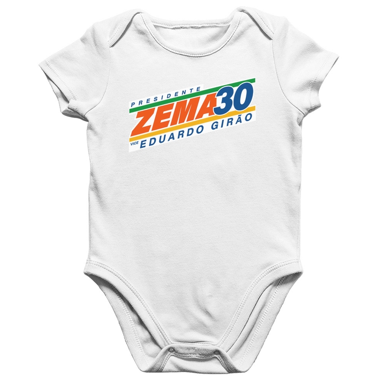 Body Bebê Algodão Romeu Zema Presidente 30 Novo - Branco