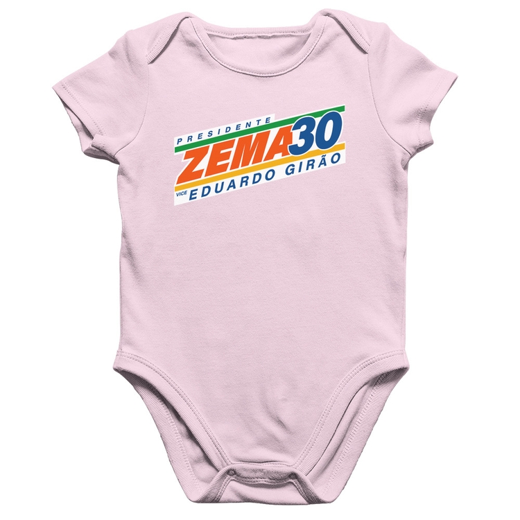 Body Bebê Algodão Romeu Zema Presidente 30 Novo - Rosa Bebê