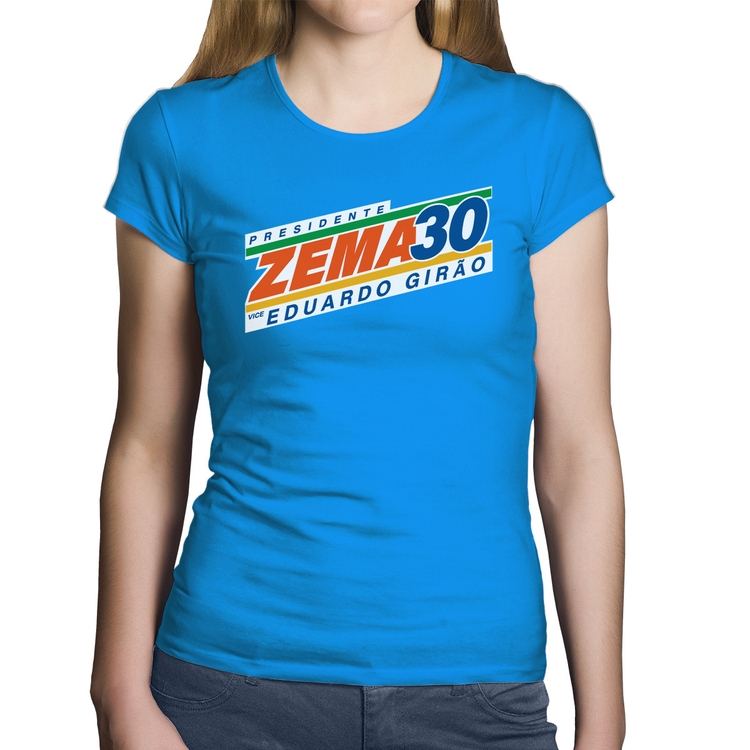 Baby Look Algodão Romeu Zema Presidente 30 Novo - Azul