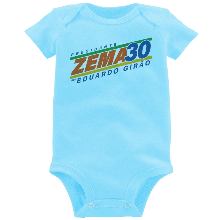 Body Bebê Romeu Zema Presidente 30 Novo - Azul Bebê
