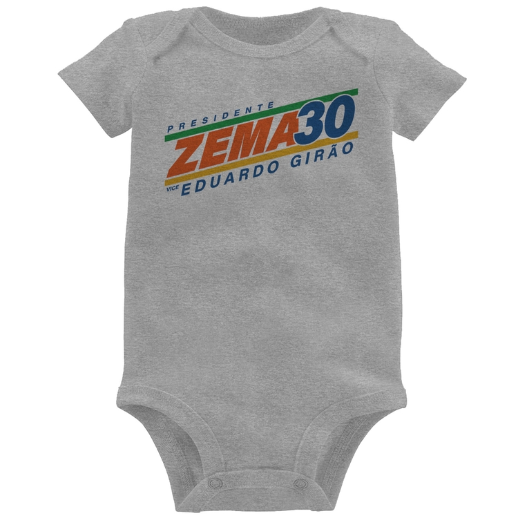 Body Bebê Romeu Zema Presidente 30 Novo - Cinza