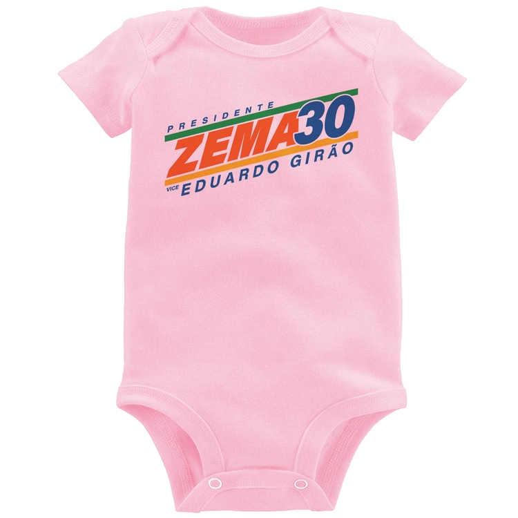 Body Bebê Romeu Zema Presidente 30 Novo - Rosa Bebê