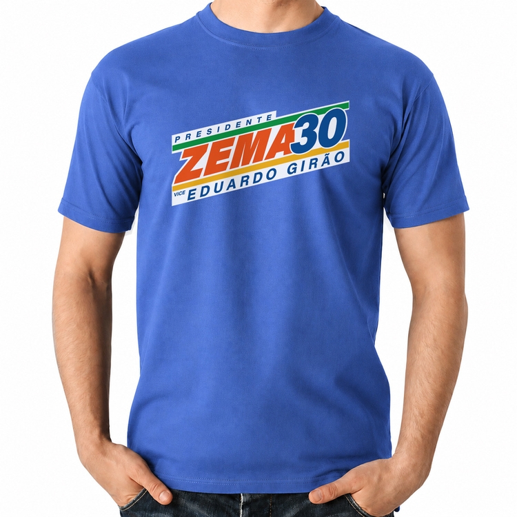 Camiseta Algodão Romeu Zema Presidente 30 Novo - Azul Royal