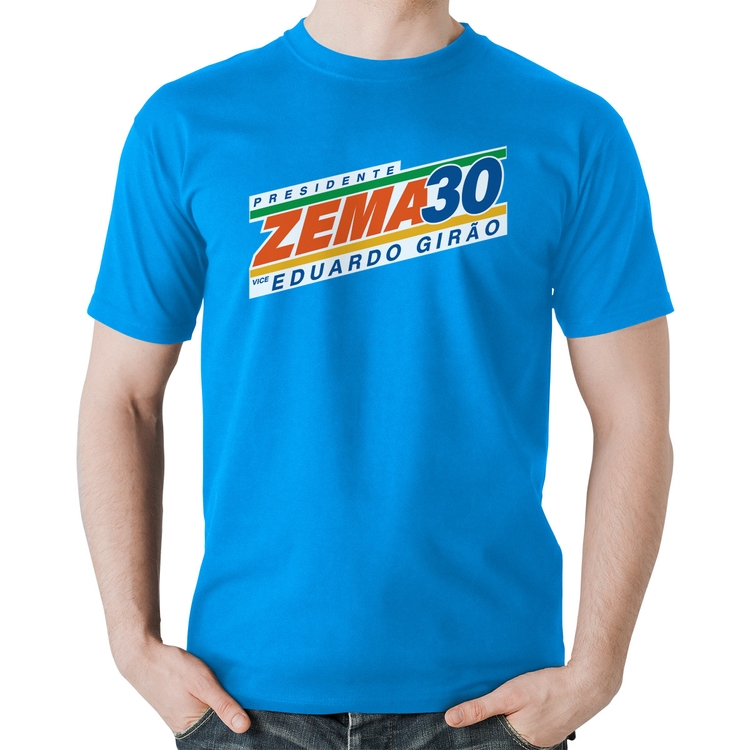 Camiseta Algodão Romeu Zema Presidente 30 Novo - Azul