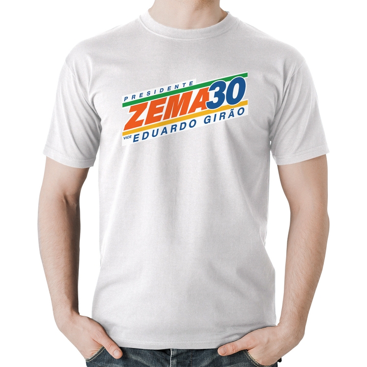 Camiseta Algodão Romeu Zema Presidente 30 Novo - Branca