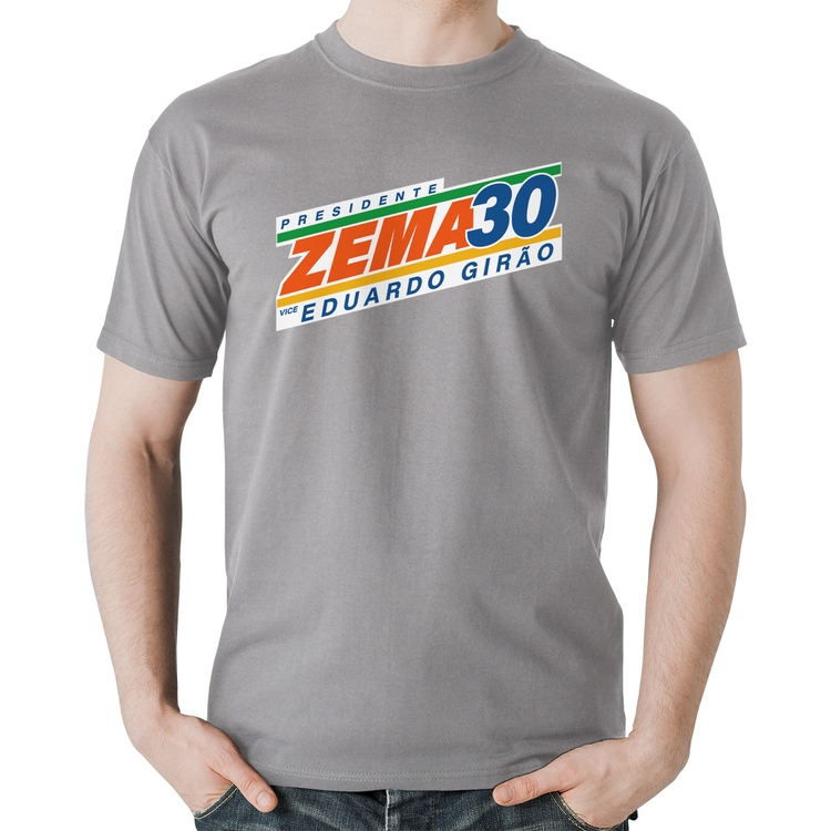Camiseta Algodão Romeu Zema Presidente 30 Novo - Cinza