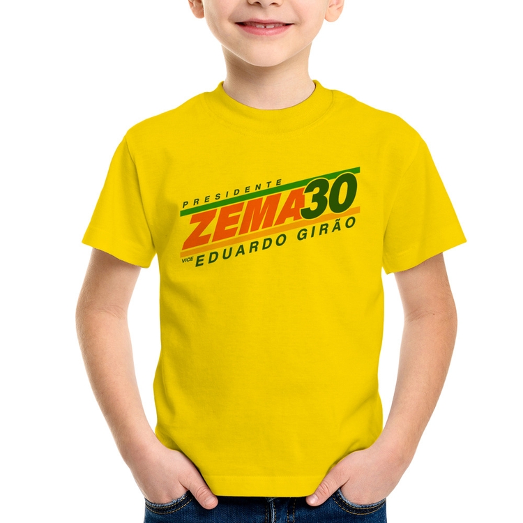 Camiseta Infantil Romeu Zema Presidente 30 Novo - Amarela