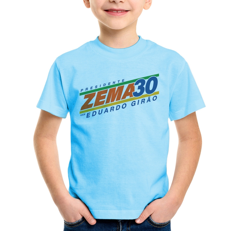 Camiseta Infantil Romeu Zema Presidente 30 Novo - Azul Bebê