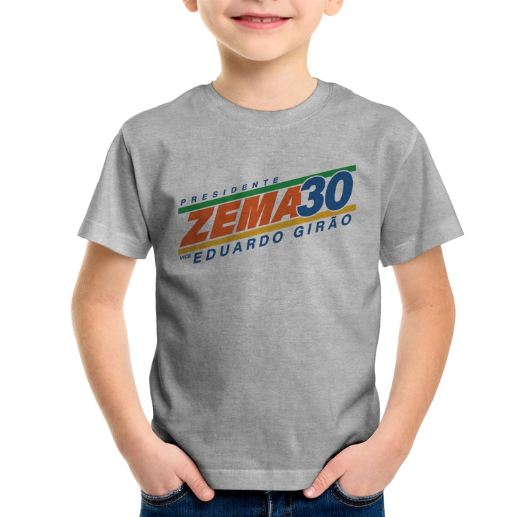 Camiseta Infantil Romeu Zema Presidente 30 Novo - Cinza