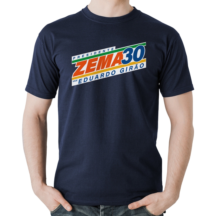 Camiseta Algodão Romeu Zema Presidente 30 Novo - Marinho