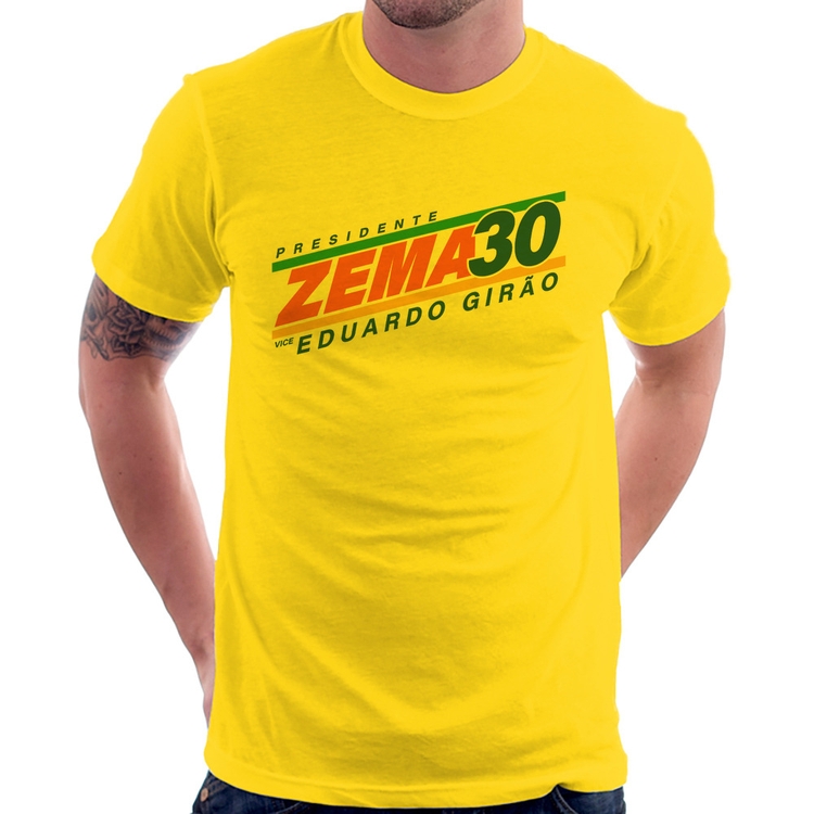 Camiseta Romeu Zema Presidente 30 Novo - Amarela