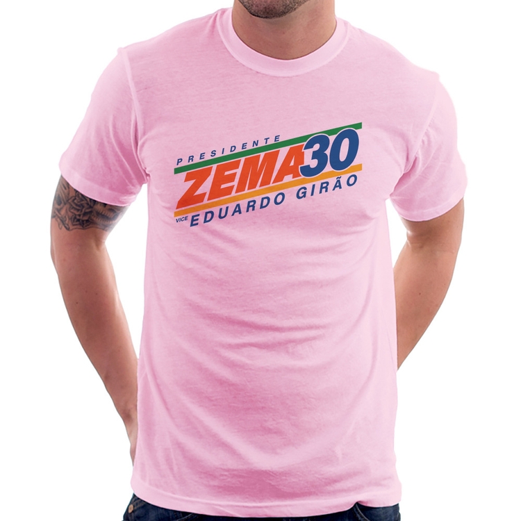 Camiseta Romeu Zema Presidente 30 Novo - Rosa Bebê
